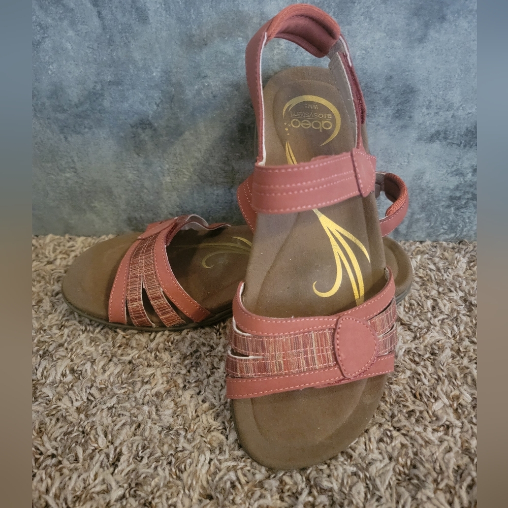 Abeo Biosystem Brynn Neutral Sandals Womens 5 Red Orange Comfort Shoes Like New